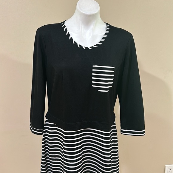 Black and White Striped Women's Dress - Picture 10 of 12